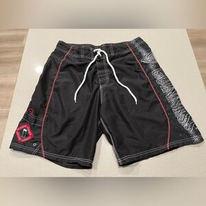 Guinness Mens Size 34 Board Shorts Logo Drawstring 8.5” Inseam Black Red